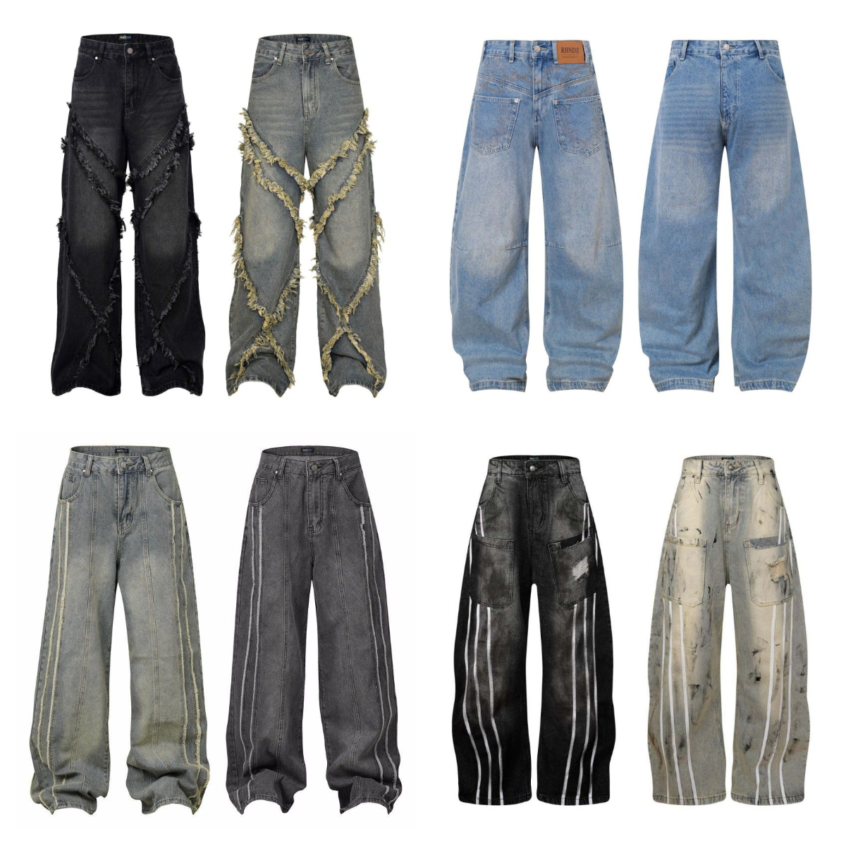 Men Jeans Men's Baggy Jeans For Men LOOSE Straight Denim Trousers trousers Women's High Street Blue Wide Leg Y2k Jean M 2Xl Denim Pants