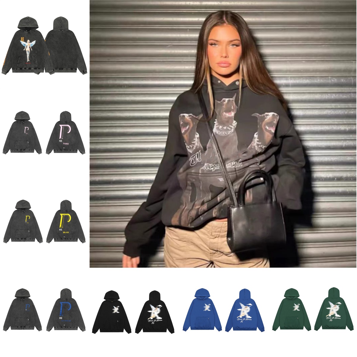 Retro Vintage Hoodies Trendy Streetwear Pullover Hoodie High Street Loose Unisex Couple Hooded Sweatshirt For Autumn Winter Men Women