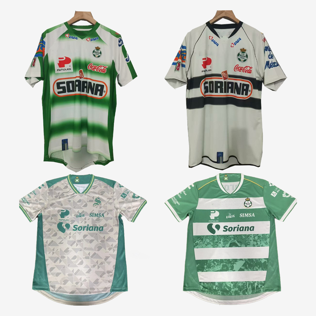 New + Retro 2025 2026 santos laguna Soccer Jerseys set 07 08 24 25 26 green white 2007 2008 Football Shirt Kit Kids uniform mens suit Fans Player ve