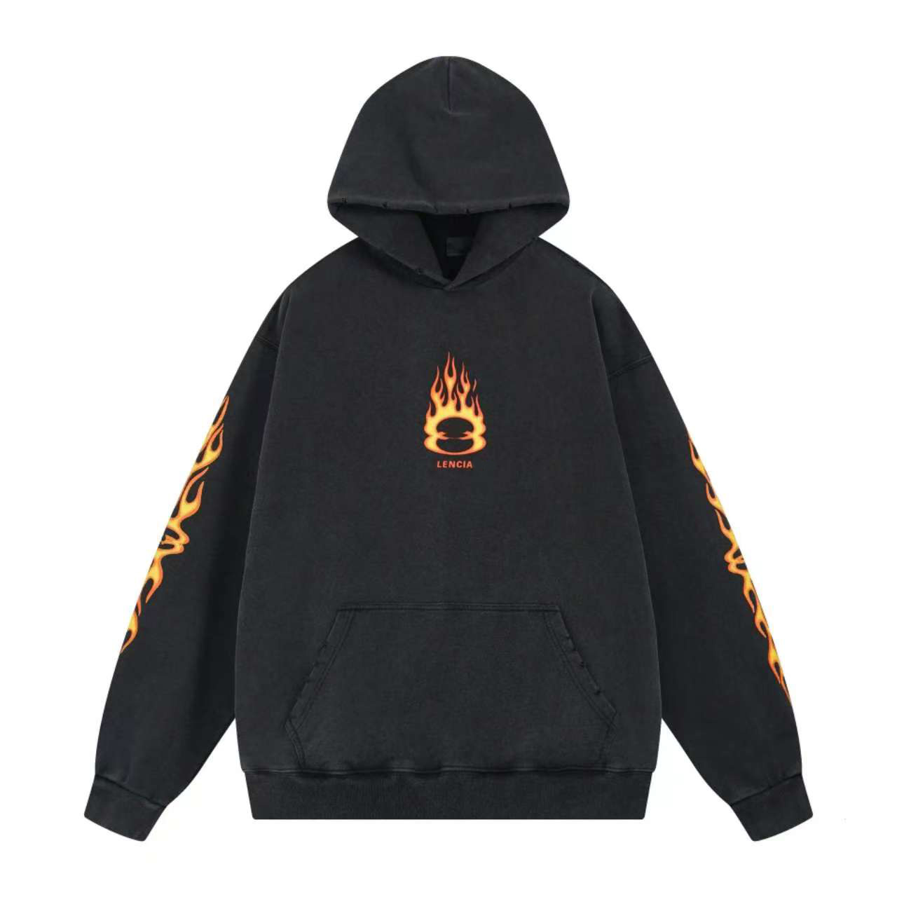 Fashion Designer Loose Mens Womens Paris High Version New B Home Pullover Hoodie Double Ring Flame Spray Spray Imprimé Laundry Sweatshirt Men Hoo