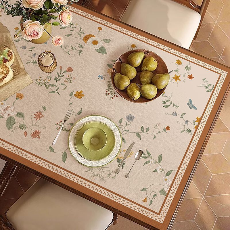 Leather table mat, no wash, waterproof, oil proof, dining table mat, home style, coffee table tablecloth-image-1071390581