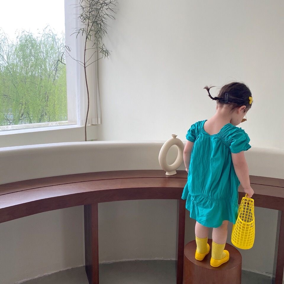 D186 Summer New Korean Children&#039;s Clothing Girls Skirt Tendon Solid Color Cotton Skirt Dress-image-1071052625