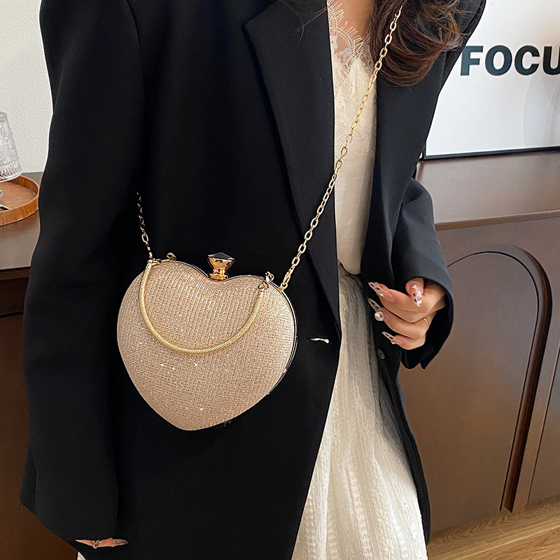 new Korean style single shoulder heart shaped bag chain handbag designer bag fashion bag crossbody bag evening bag women s chain bag