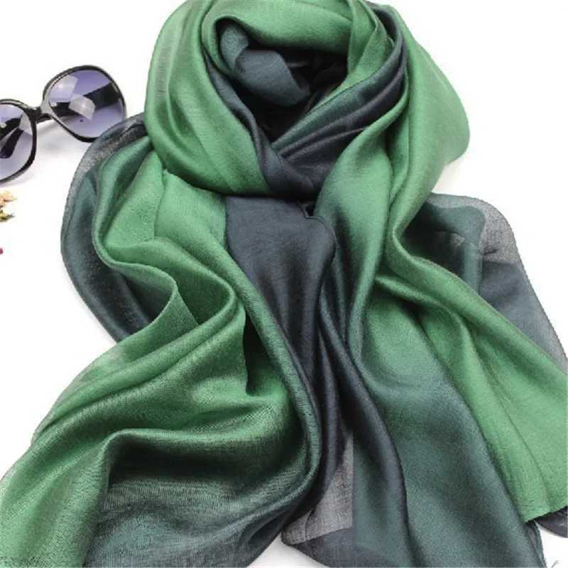 LaMaxaPa 2018 New Fashion Summer/Autumn Solid Gradient Women/Lady Real 100% Silk Scarf Thin Shawls and Wrap Long Female Echarpe 250815