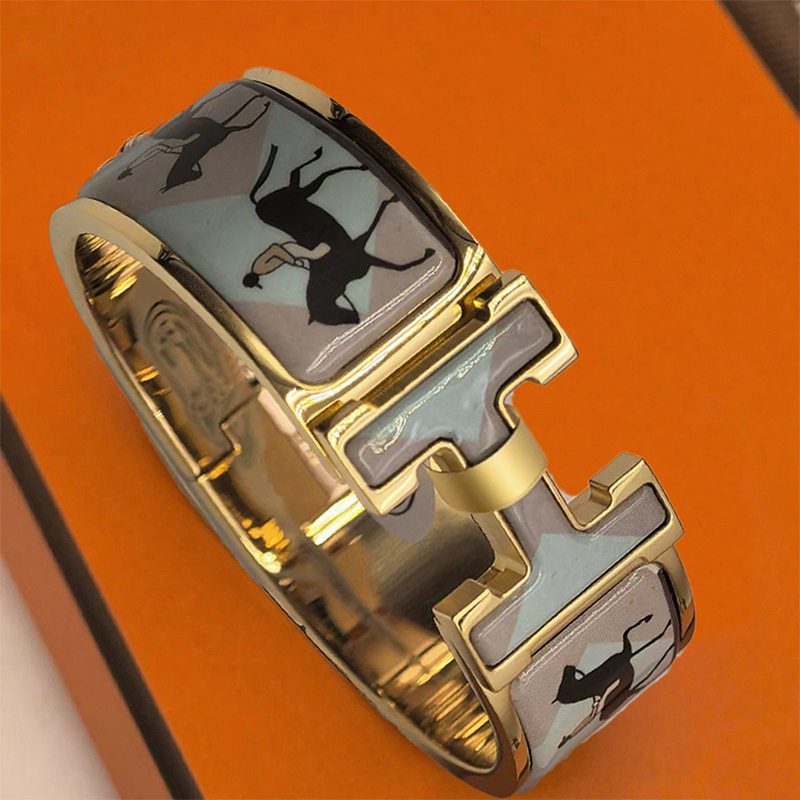 Bracelets H de marque de luxe avec motif en émail classique, bijoux de créateur en or pour hommes et femmes, bracelet hness 900