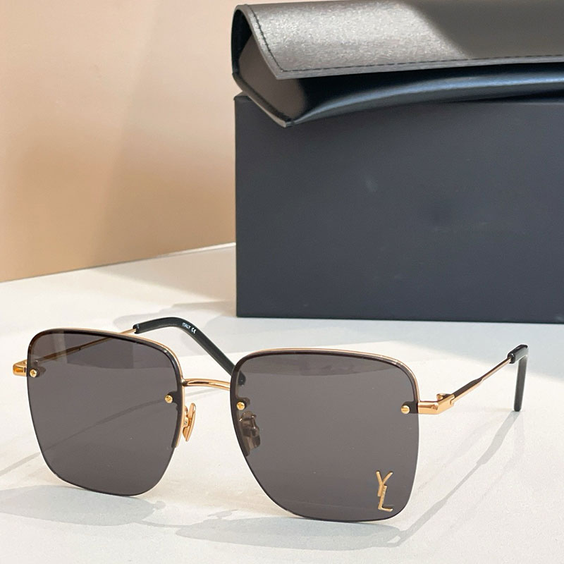 SL312 Women Square Metal Frameworks Brand Designer Rimless Sunglasses Nylon Lens with Gold Letter Design Top Quality