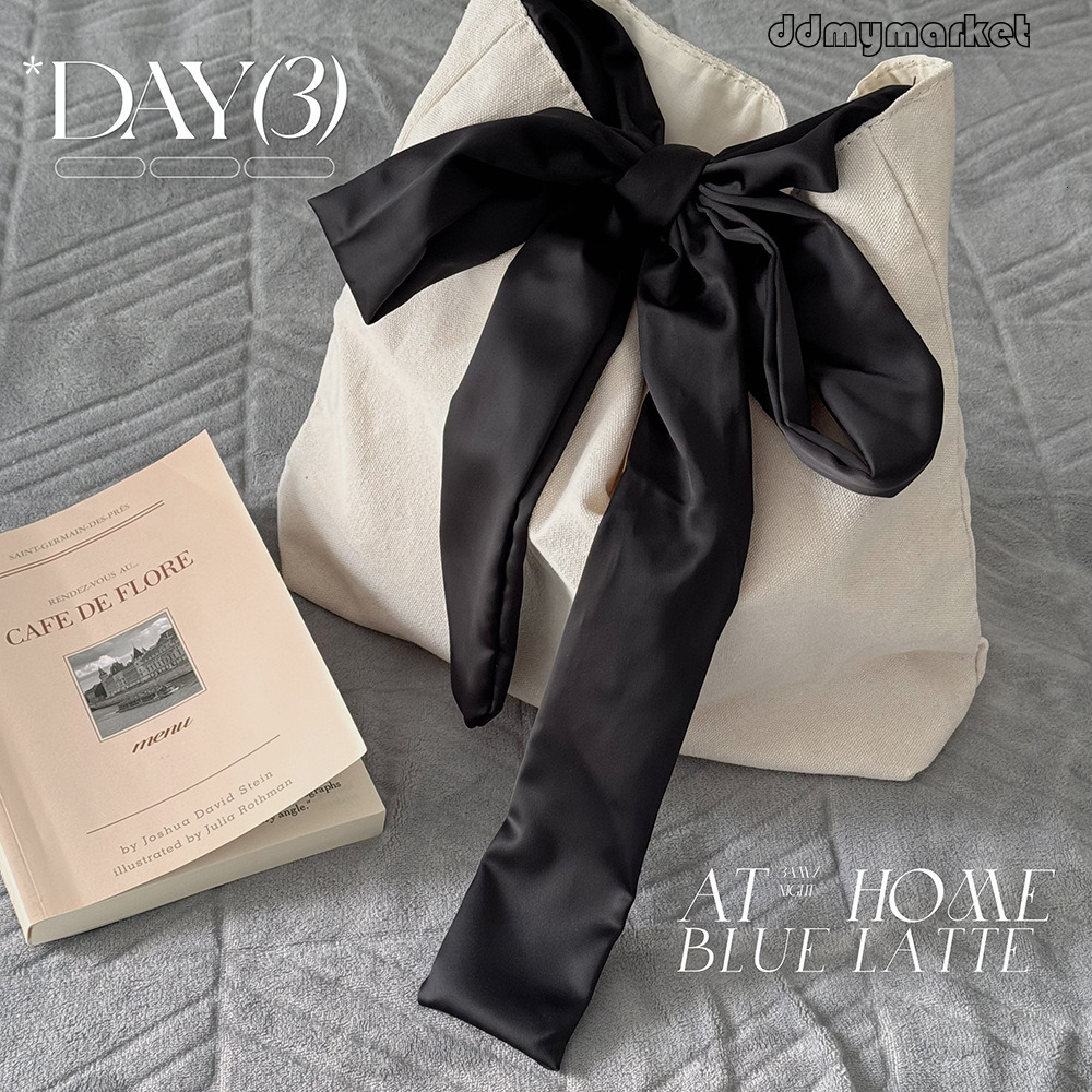 Ddmymarket Korean Designer Bowknot Simple Niche 2025 New Single Shoulder Canvas College Style Large Capacity Shopping Bag