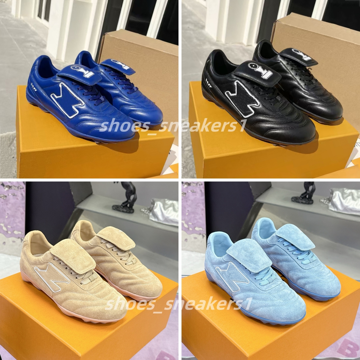 Designer Footprint Soccer Sneaker mens womens soccer shoes Rubber anti slip sole Long Tongue trainers Outdoor Sport shoes High quality genuine le