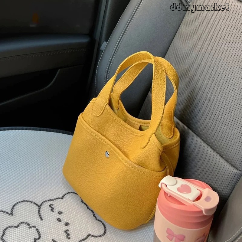 Ddmymarket American Style for Women Summer 2025 New Fashion Personality Basket Handheld Soft Texture Single Shoulder Crossbody Bucket Bag