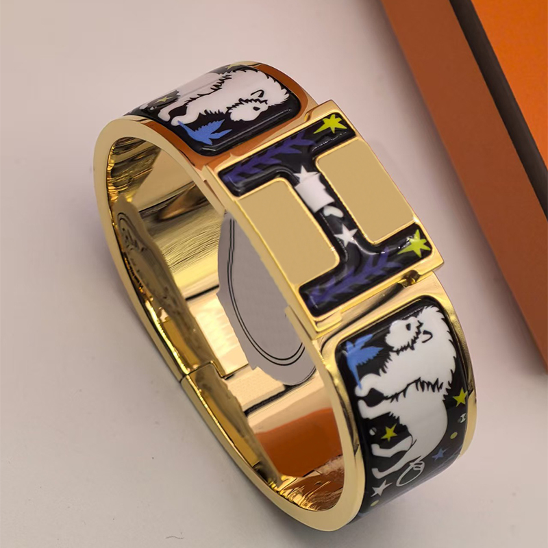 Bracelet de marque de luxe H motif émail classique 20mm pour couples 18k or bijoux designer hommes femmes