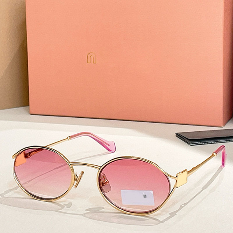 SMU52Y Designer Fashion Women Oval Sunglasses Luxury Small Frame Metal Ellipse Shape Glasses UV400 Unique Hollowed Out Mirror Leg Design Beach Trave
