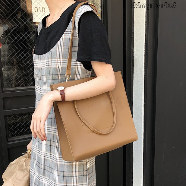 Ddmymarket 2025 Large Capacity Tote Versatile Simple Solid Color Chain Handbag Shoulder Crossbody Bag for Women