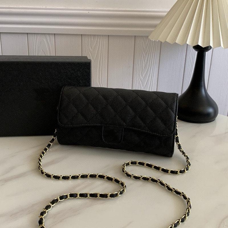 Sac Femme Designer Wallet Coin Purse Keychain Luxury Caviar Leather Flap Crossbody Bag Gold Chain Multi Card Slot Dust Bag Included