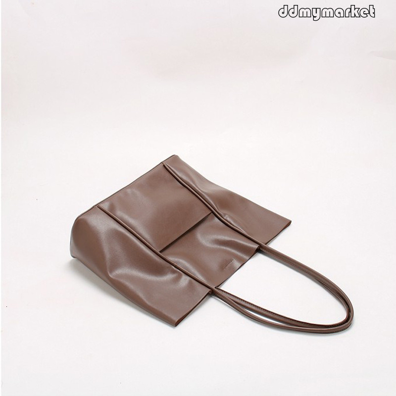 Ddmymarket Brown Single Shoulder Simple Outing Large Capacity Handbag Autumn Winter New Versatile Mother-Daughter Tote Bag for Women