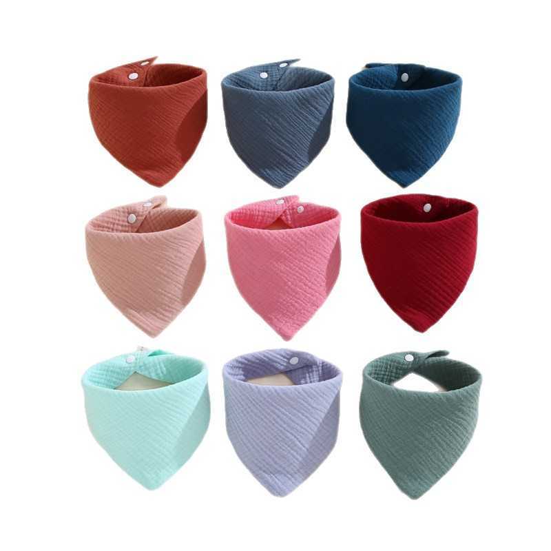 Four-layer pure color pure cotton bib for newborns, feeding apron for babies, spit-up cloth L250813-image-1011686963