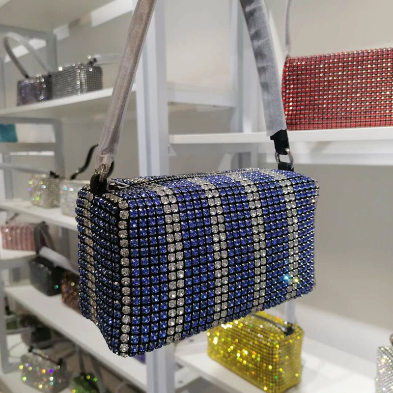 new shoulder bag handheld crossbody bag women s crossbody bag designer bag color blocked diamond leisure inlaid handbag