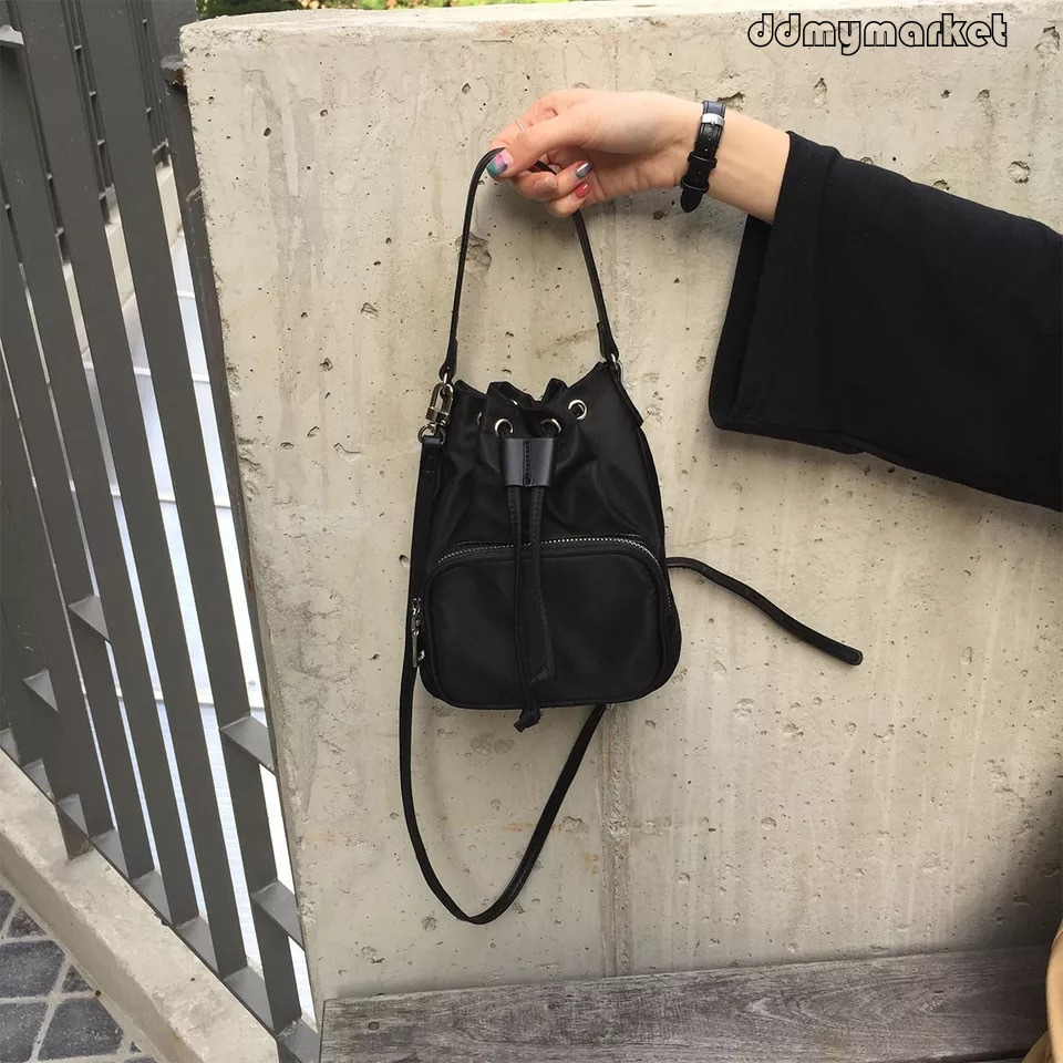Ddmymarket 2025 Drawstring Closure Canvas Korean Style Versatile Single Shoulder Crossbody Bag