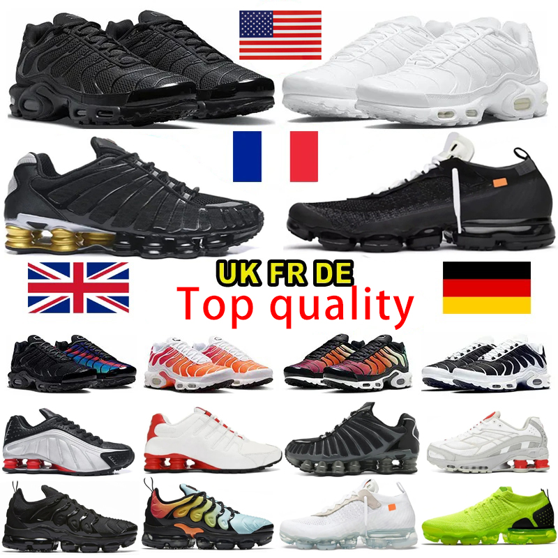 Designer livraison gratuite Promo Chaussures Chaussures de course pour hommes Femmes TN Plus Solde Route Trail Trainers Triple Black Blanc Grey B