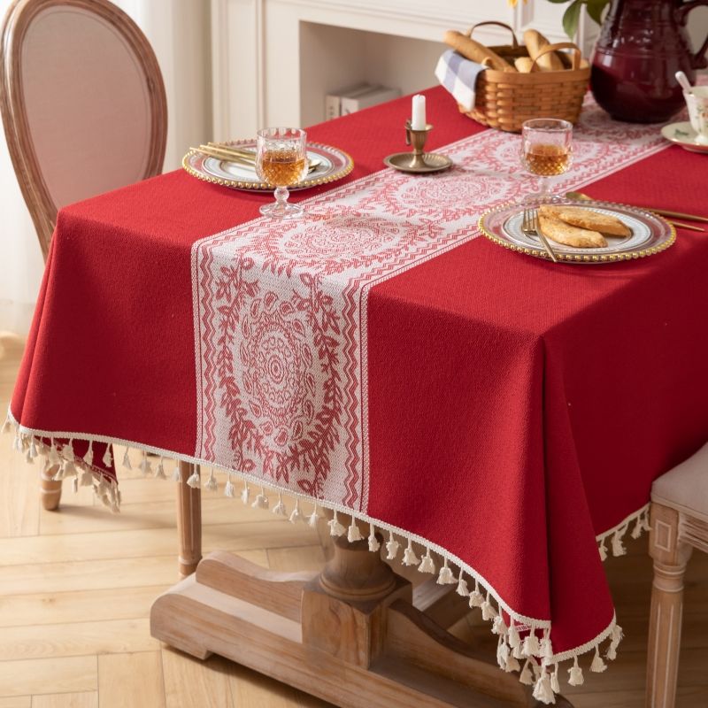 and Linen Tablecloth Coffee Cotton Table TV Cabinet Cloth Rectangular Tablecloth-image-1100192282