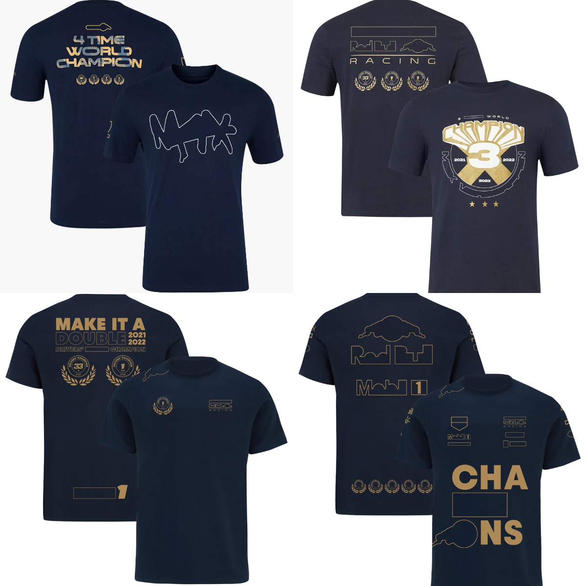 Nouveau T-shirt F1 T-shirt Formule 1 Team 4 Time Champion du monde T-shirt Men de femmes T-shirts T-shirts Driver les ventilateurs de la même voi