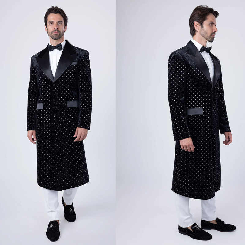 Modèle blanc personnalisé Modèle mâle à manteau long slim fit pic picle poitrine simple du marié de marié Tuxedos Business Office