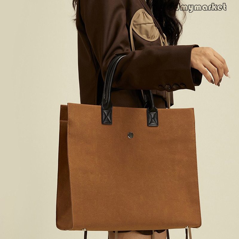 Ddmymarket Black Brother Same Style Handbag Japanese and Korean New Suede Matte Commuter Caramel Large Capacity Simple Crossbody Bag