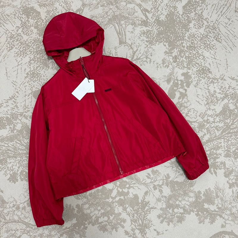 Women's double-sided hooded waterproof fashion multifunctional waterproof jacket, New Year's red symbolizes good luck and vitality