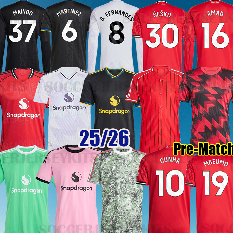 2025 26 manchesteeer unitedsoccer jerseys Manchest er United RASHFORD MAINOO 2025 2026 football shirt B. FERNANDES men kids player MUTDES Stone R-image-875431626