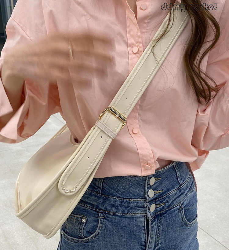 Ddmymarket Womens PU Leather Crescent Crossbody Bag - Medium Pleated Half Moon Shoulder Purse with Ruffles, Nylon Lining, Cell Phone Pocket, Outd