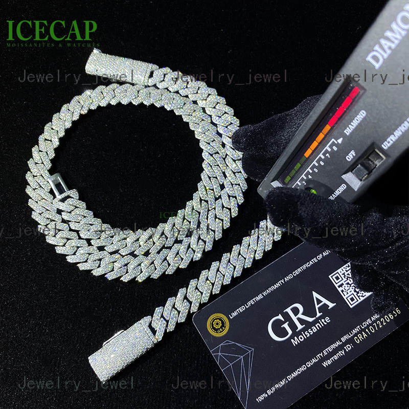 Designer jewelry Custom Vvs Moissanite Cuban Link Chain Fashion Jewelry Necklace Hip Hop Iced Out High Quality 925 Silver Miami Chain