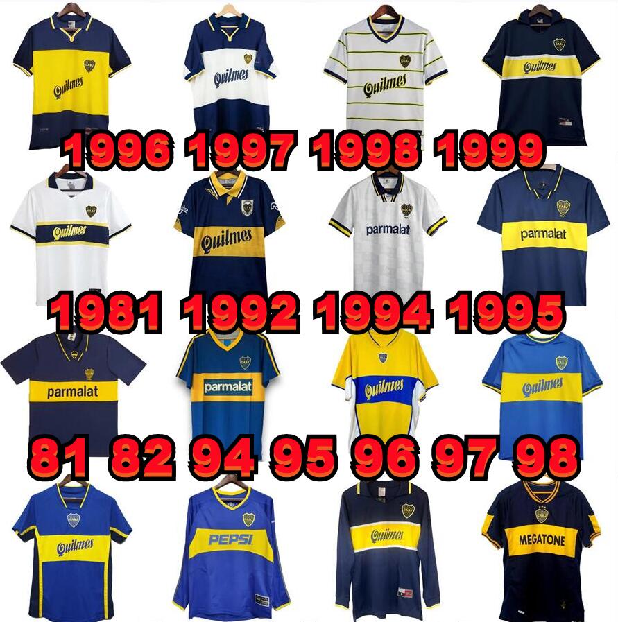 JUNIORS bOcAS retro soccer jerseys 1981 1992 1994 1995 1996 1997 1998 1999 2000 2001 2002 2003 2004 2005 2006 vintage football shirts 81 82 94 95 96