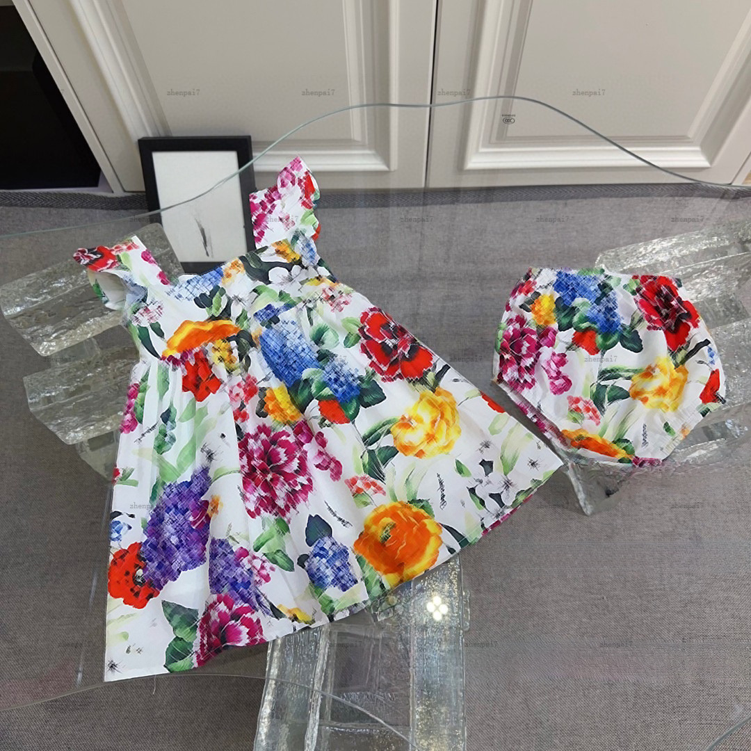 Top newborn jumpsuits Colored flower pattern toddler dress baby Crawling suit infant bodysuit girl skirt And underwear A148X04N034-image-1071110134