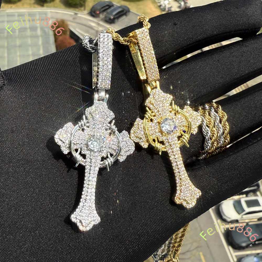 Custom 925 Sterling Silver Moissanite Pendant Personalized Hip Hop Style Mens VVS Iced Out Rapper Iris Cross Unique Jewelry