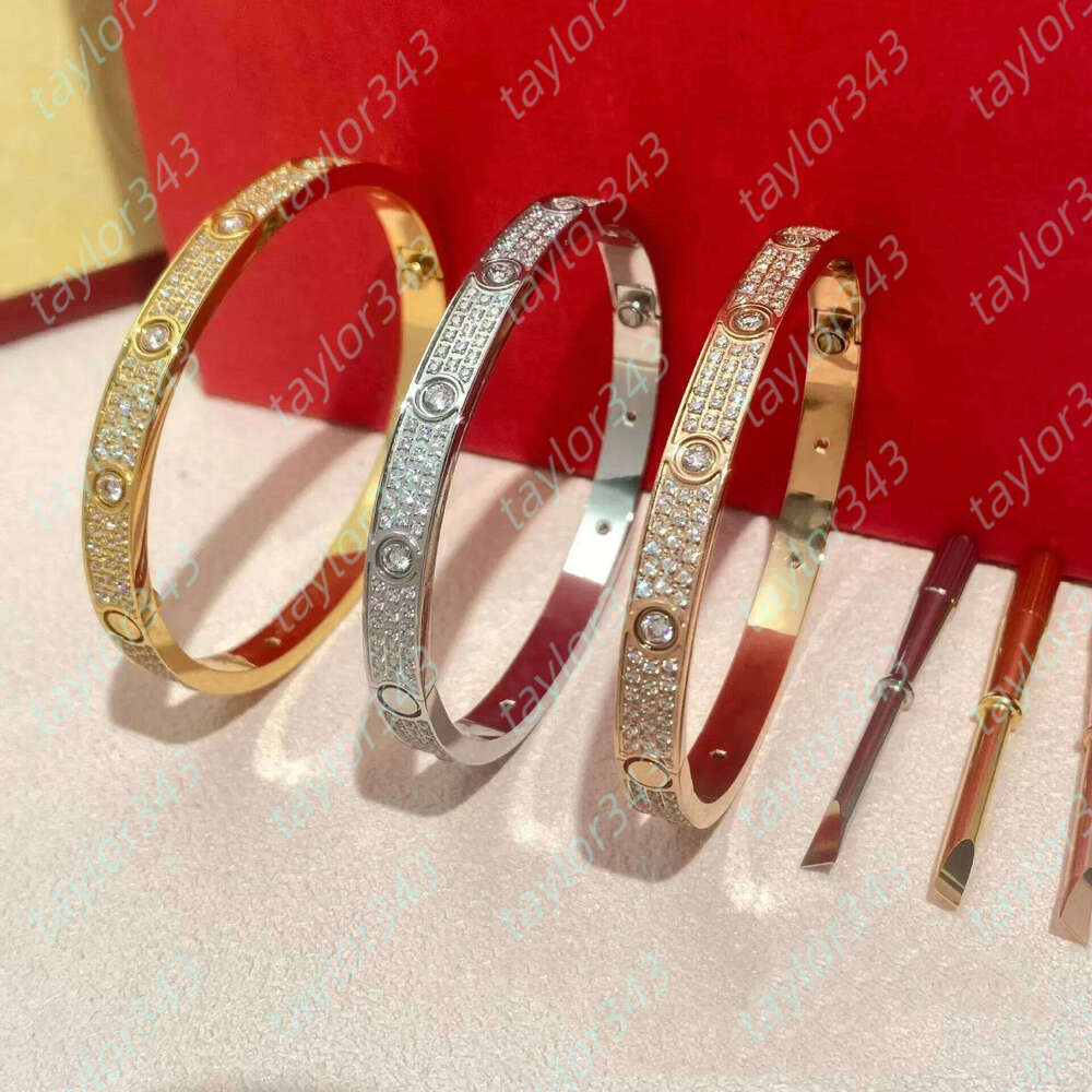 Classic Gold Silver Bracelet Designer For Women Men Bangle Three Rows Diamond Stone Luxury Bracelets Stainless Steel Jewelry Wedding Engagement Gift