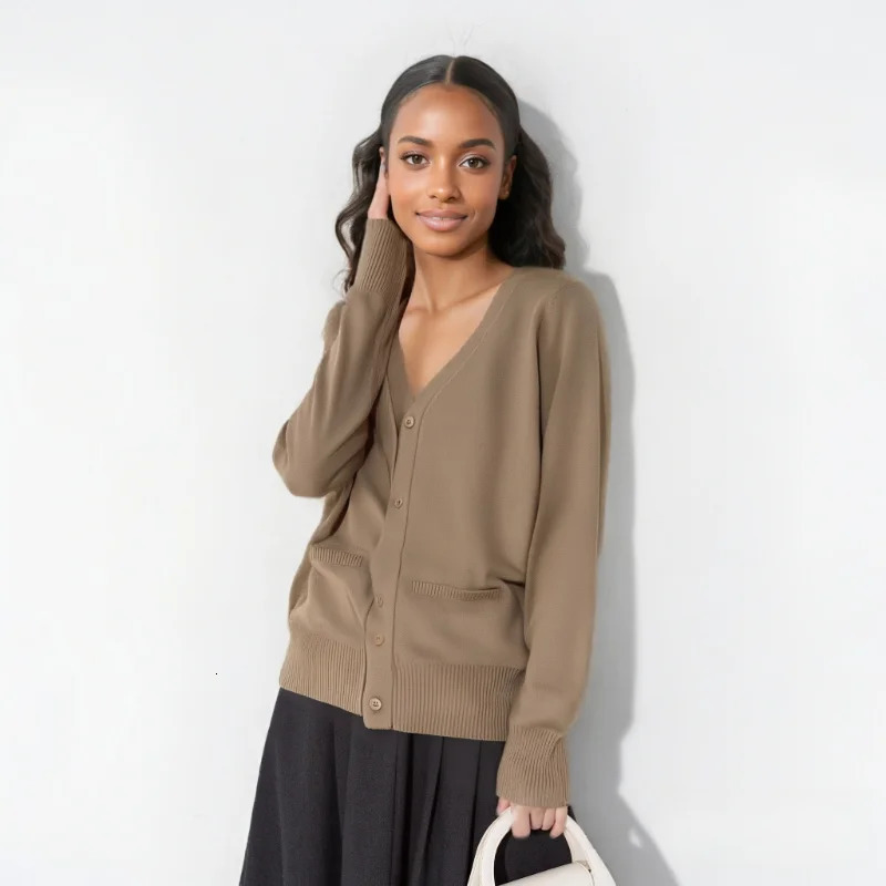 Spring Autumn Solid Color Sweater Cardigan Women Casual College Style Outerwear Female Long Sleeved Knitted Cardigans Mujer 250809BJ