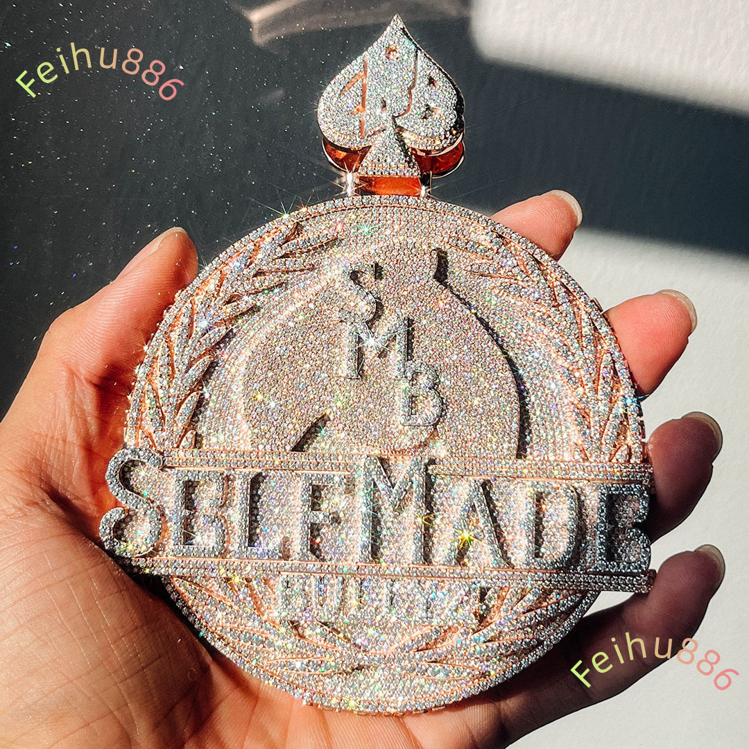 2025 new style Fine Jewelry Custom Pendant Hip Hop 925 Silver Vvs Moissanite Pendant Iced Out Name Hand Carved with Rose Gold Plating Pendant