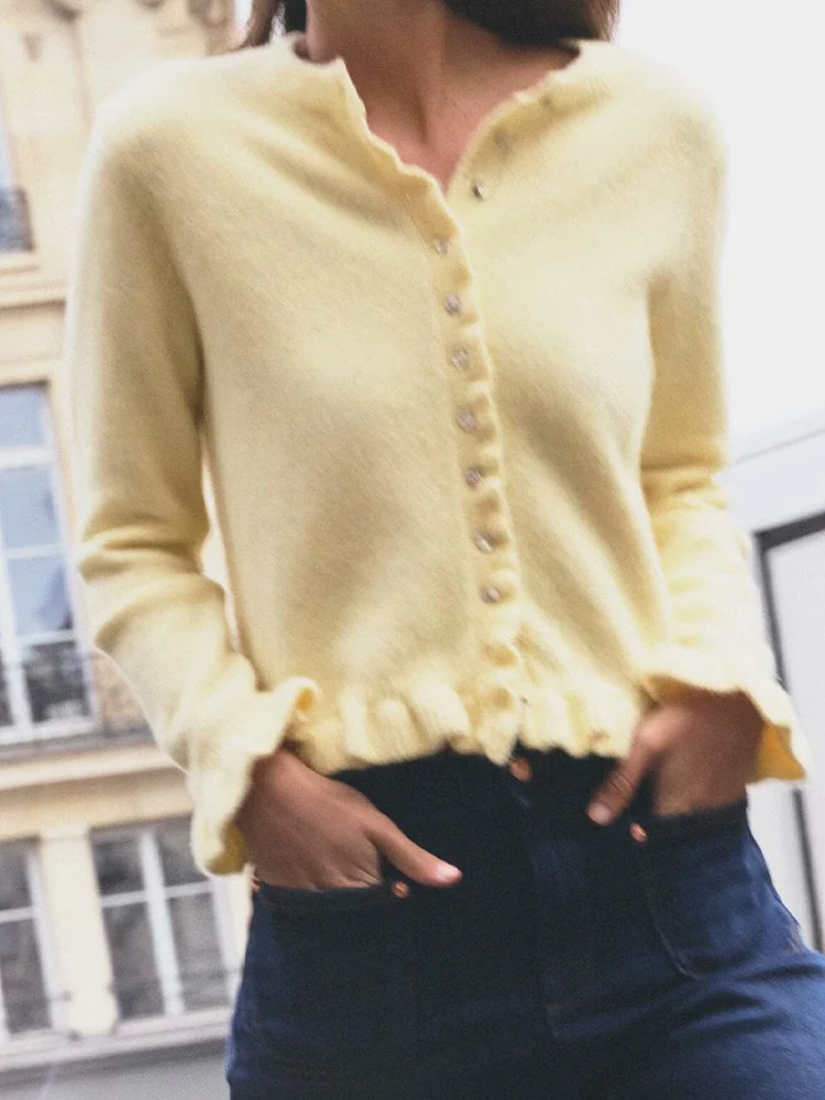 European and American style spring womens clothing layered decoration long-sleeved round neck sweater casual knitted jacket 250809BJ