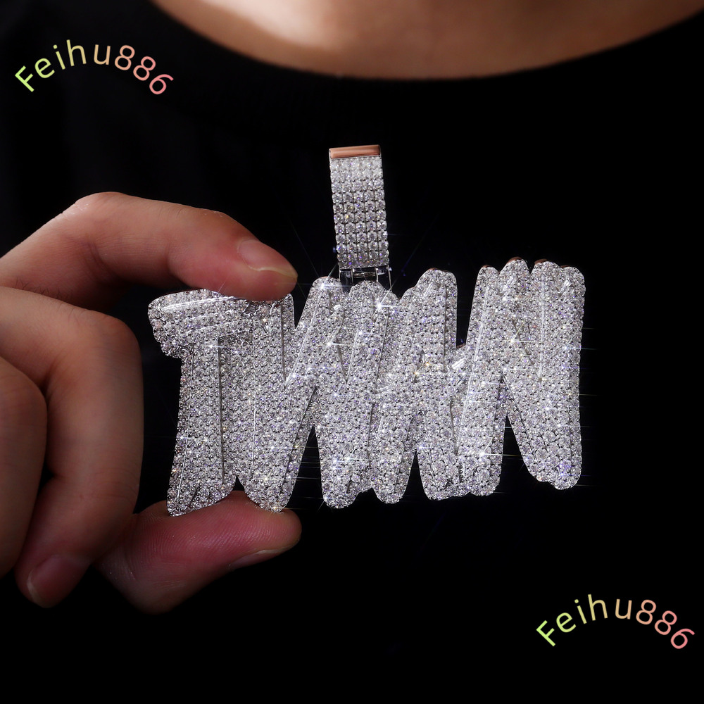 2025 new style Hip Hop Style Custom Pendant Iced Out Name Pendant Moissanite Diamond 925 Sterling Silver Fashion Design for Men Necklace