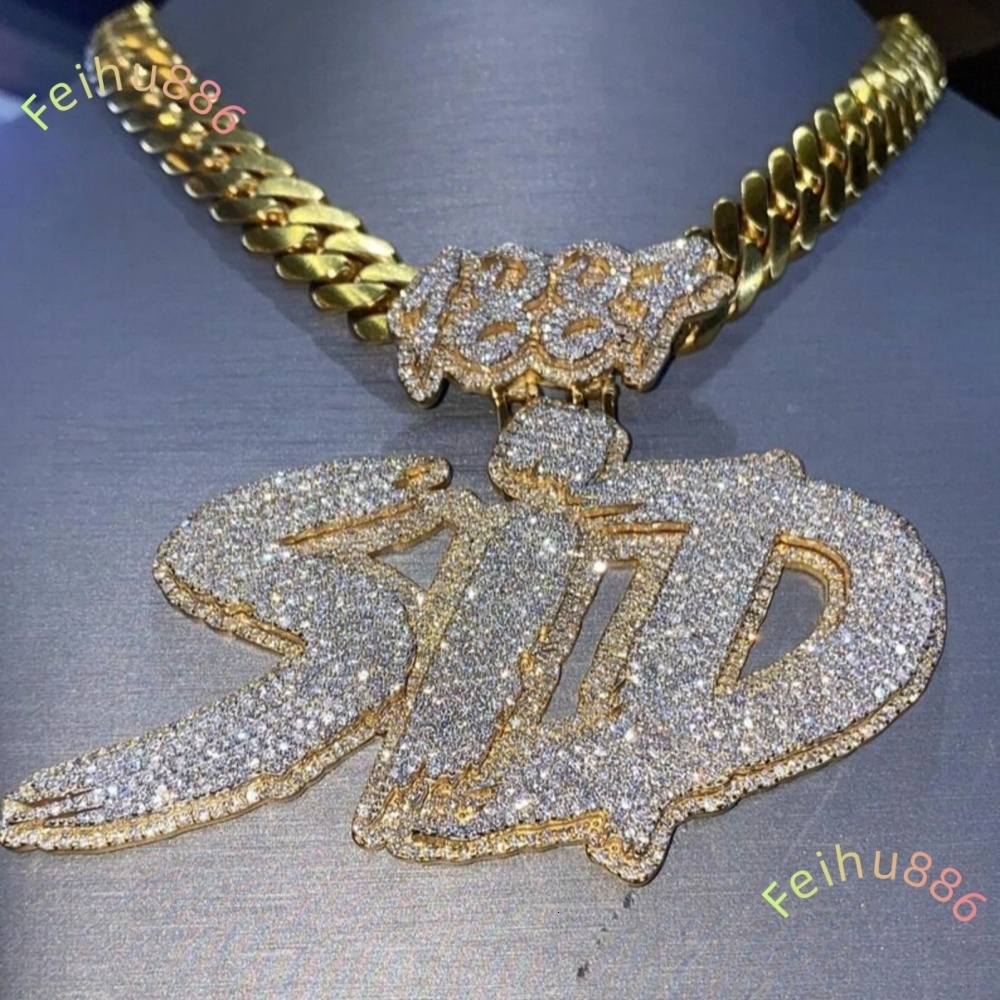 2025 new Hip Hop Jewelry Mens Iced Out Custom Letter Pendant 925 Sterling Silver VVS Moissanite Diamond Number Name Initial Pendant