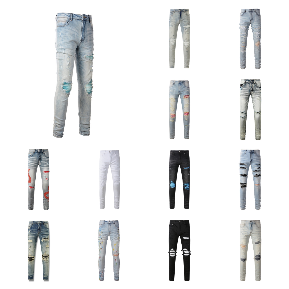 Jeans amirite Luxurys Designers Jeans Distressed France Fashion Pierre Straight Men's Biker Hole Stretch Denim Casual Jean Men Skinny Pants