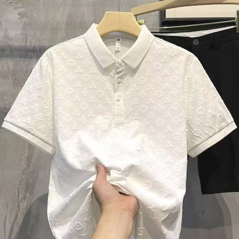 Fashionable Luxury Jacquard Leisure POLO Shirt Summer New Comfortable and Breathable Youth Slim Fit Polo Neck Short Sleeve T-shirt for Men