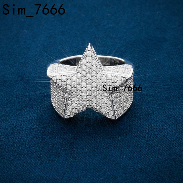 Luxury VVS Moissanite Diamond Solitaire Star Ring Customized Engagement Wedding Party Ring for Women Men