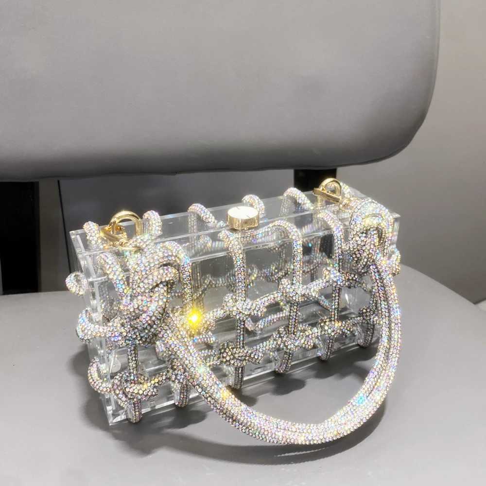 Handle Rhinestones Evening Bag Silver Crystal Handmade Bags for Women Purses and Handbags Designer Banquet Bag Z250815