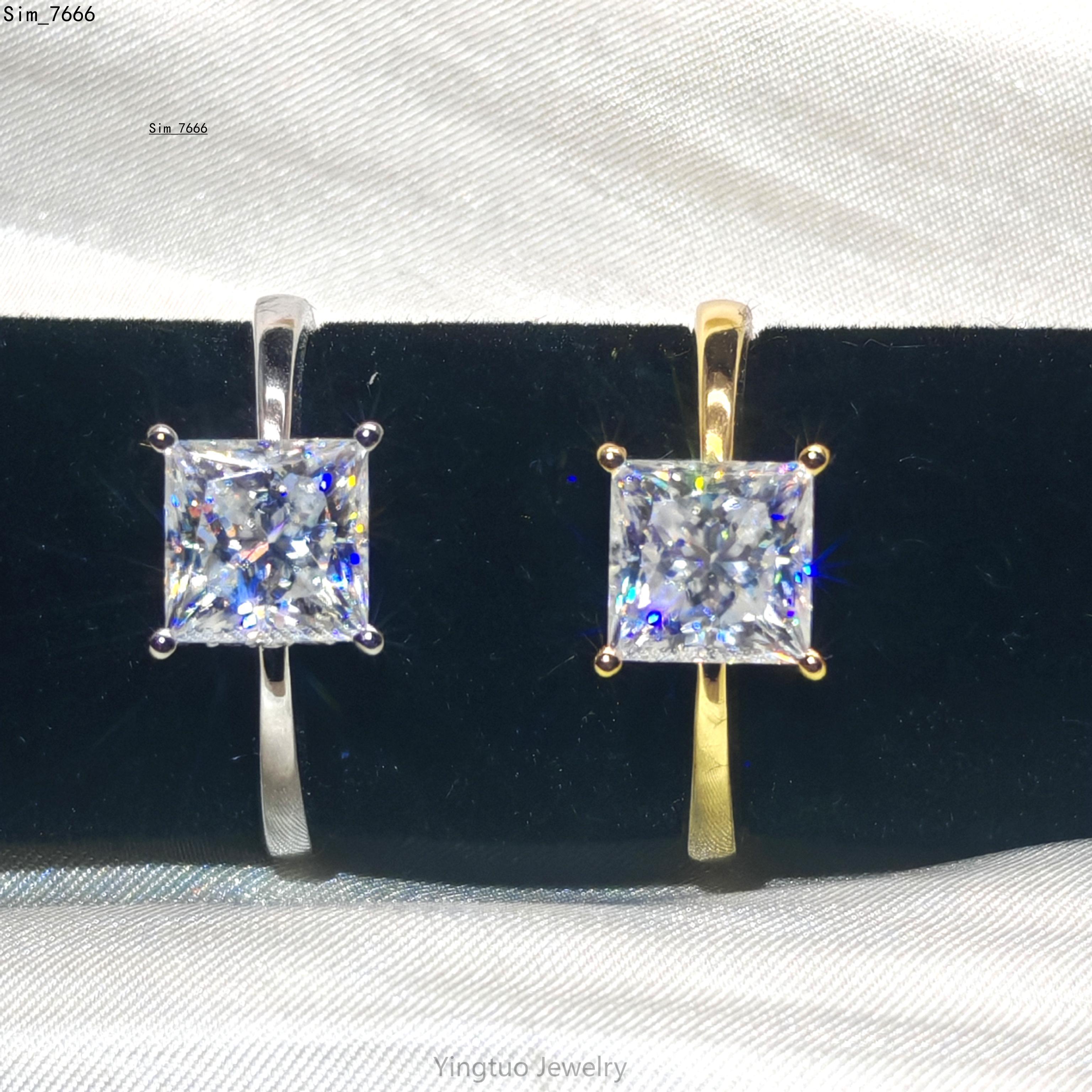Factory Price 10K 14K 18K Gold D VVS Moissanite Engagement Rings Women 925 Silver Diamond Princess Cut Gold Ring Jewelry