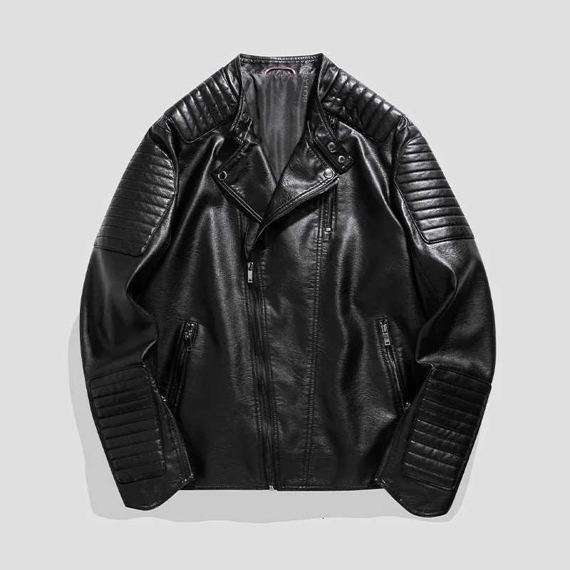 TRENDY HAULAT LAPEL Veste en cuir courte automne hiver nouvelle veste en cuir haut de gamme pour hommes coréens manteau en cuir slim-fit W250815