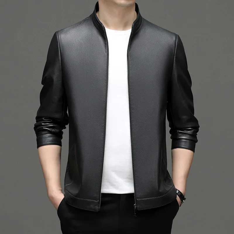 Vestes en cuir à collier de haute qualité pour hommes pour l'automne mince en cuir Business Coue de biker mâle veste hommes PU-08 W250815