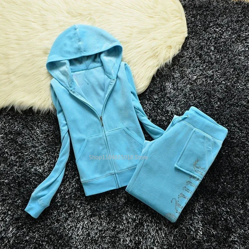 2025 Womens Sweatshirt and Pants Set Two Piece Set Juicy Tracksuit Y2k Velvet Tracksuit for Women 2 Piece Set Womens250813
