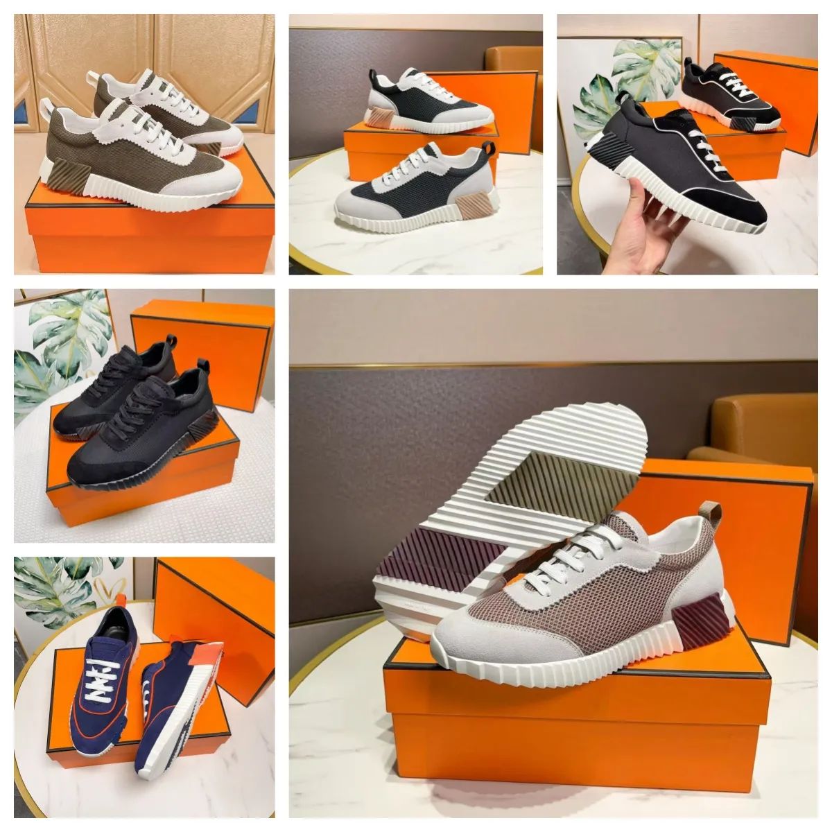 Bouncing Sneakers Designer Suede Casual Shoes Trainers Breathable Mesh Running Shoe Men Bounce Sneaker Women Non-Slip Rubber Sole Flat Train