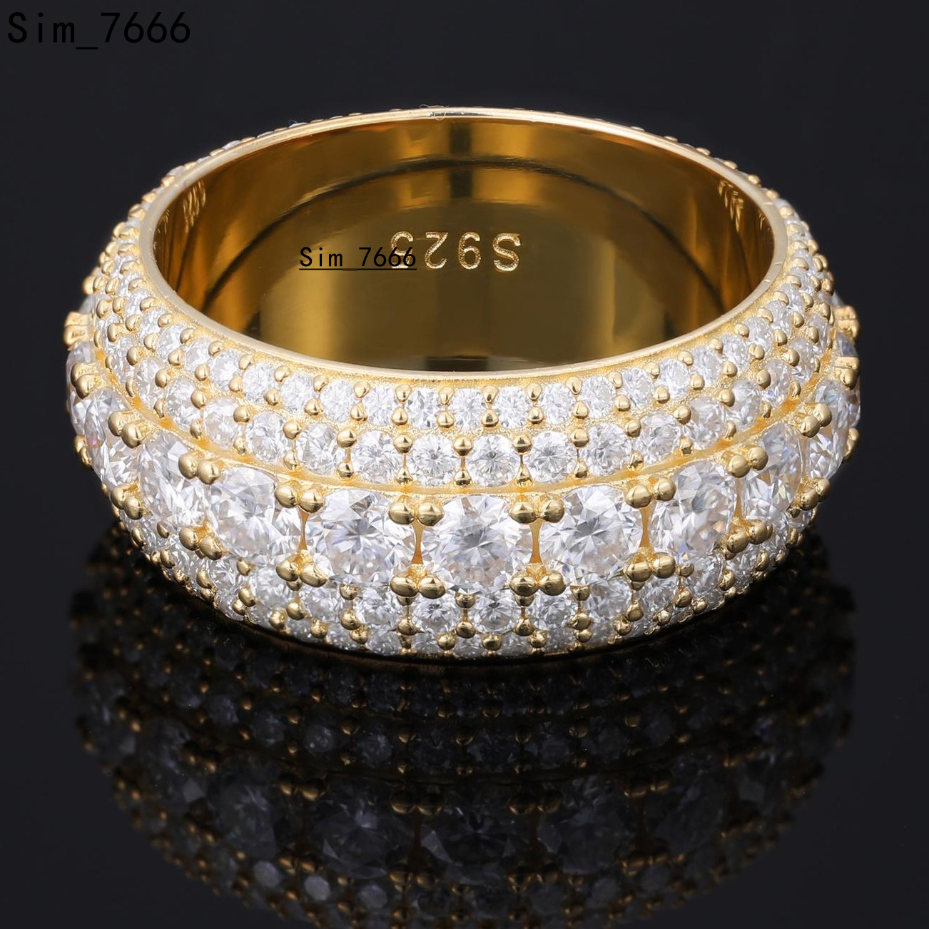 925 Silver VVS Moissanite Diamond ring 14K 18K Yellow Gold Plated Customized Hip hop Iced Out Custom Band Diamond Ring