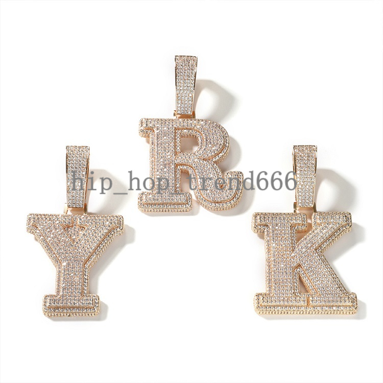 Custom Fashion Pendants Copper with 5A+moissanite Letter Pendant Rapper Hip Hop for Jewelry Necklace
